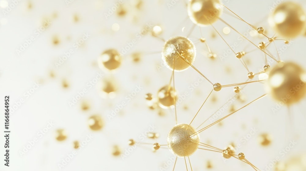 Fototapeta premium Golden Network Abstract Background - Abstract backgrounds