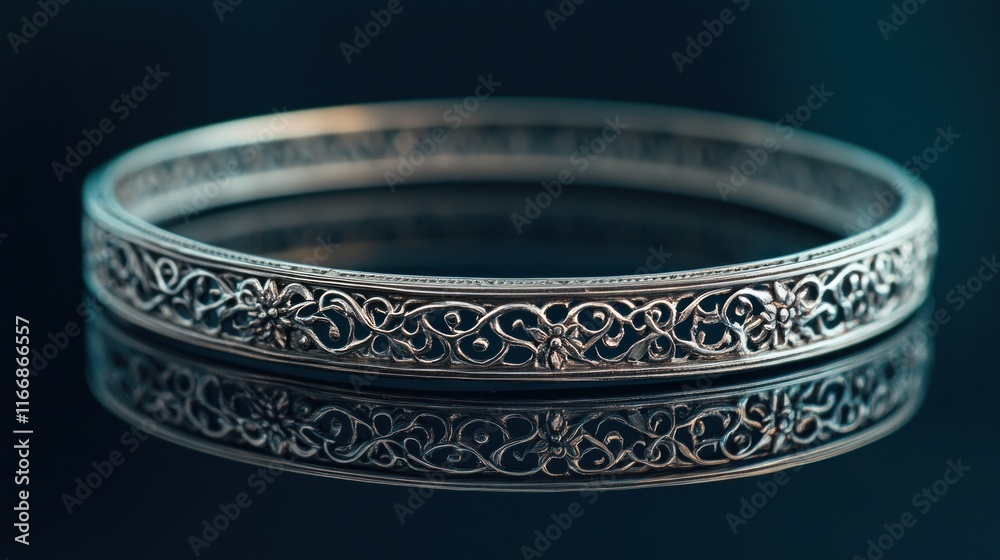 Elegant Silver Bracelet With Intricate Floral Design Elegant Silver Bracelet With Intricate Floral Design