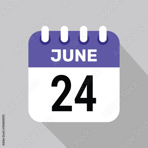 24 june calendar icon vector date graphic design