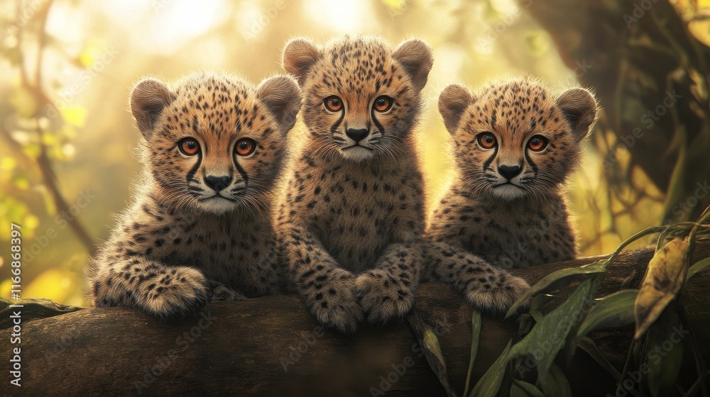 Obraz premium Jungle Cubs in Soft Light with Dynamic Angles