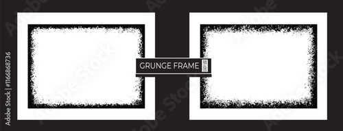 Enhance your designs with our grunge frame set, showcasing overlay paint brush strokes and halftone effects