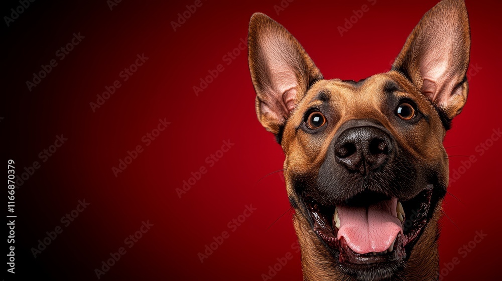 Obraz premium A close up of a dog's face on a red background