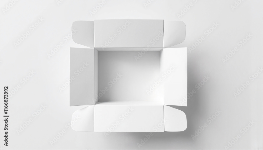 Minimalist white foldable box mockup in clean indoor studio, branding concept Minimalist white foldable box mockup in clean indoor studio, branding concept