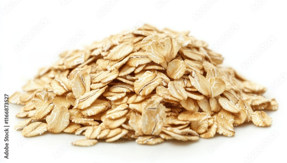 Pile of golden oats on a white background Pile of golden oats on a white background