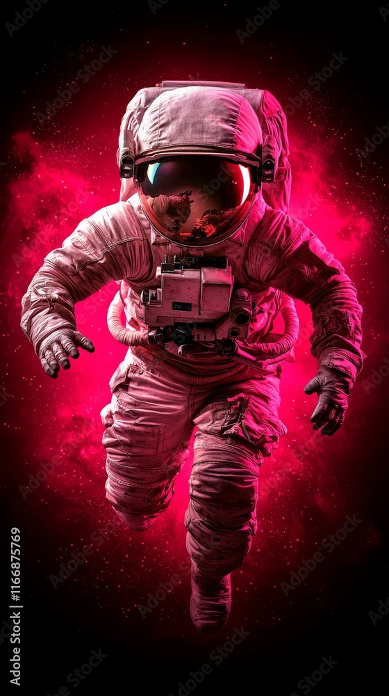 Fototapeta premium an astronaut in a spacesuit with a camera in his hand