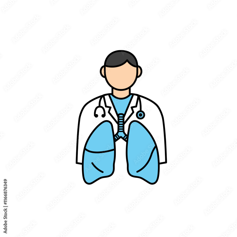 Pulmonologist Doctor with a Lung Icon, Representing Respiratory Medicine and Lung Disease Treatment Pulmonologist Doctor with a Lung Icon, Representing Respiratory Medicine and Lung Disease Treatment