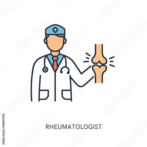 Vector Icon of a Rheumatologist Holding a Joint Icon: Symbol of Rheumatology