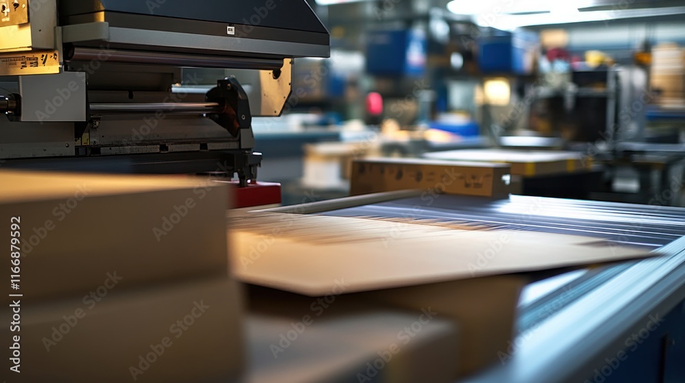 Industrial Printing Machine Processes Cardboard Sheets Industrial Printing Machine Processes Cardboard Sheets