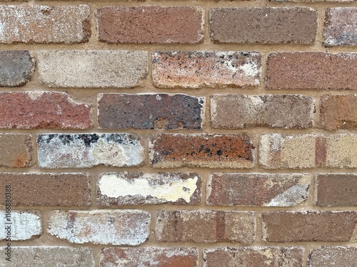 Close up detail of a recycled brickwork wall