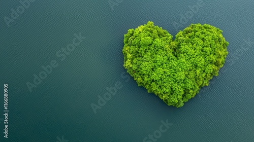 A heart shaped tree in the middle of a body of water