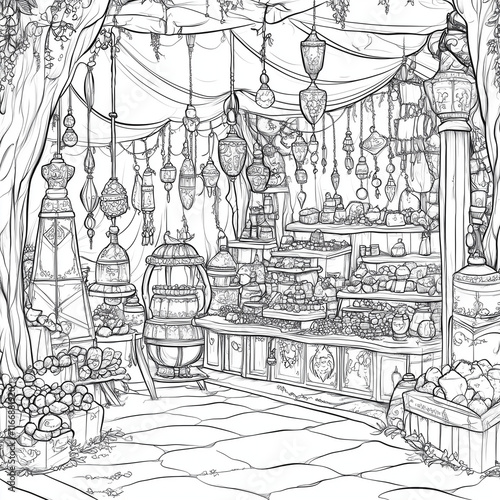 Fairy Kingdoms Marketplace Filled Magical Trin Coloring