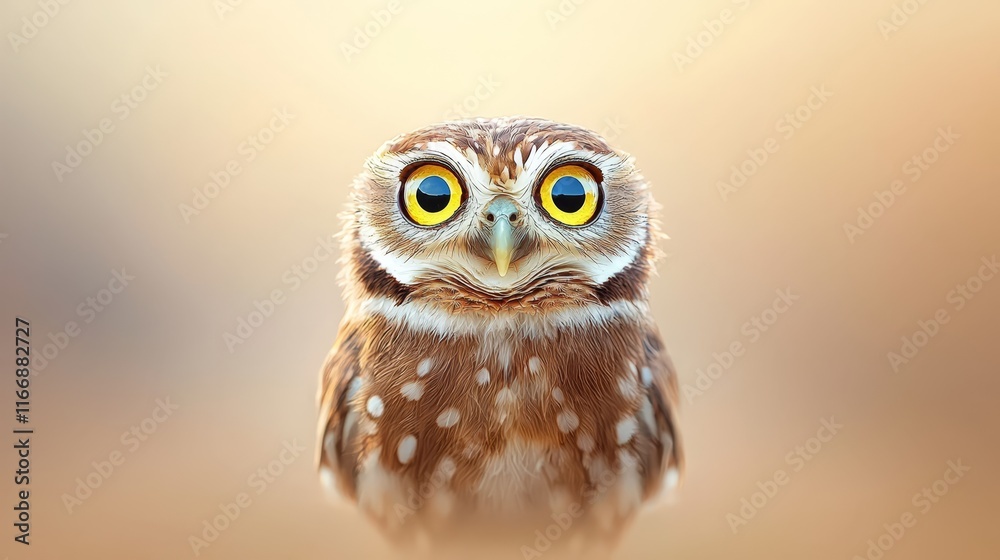 Fototapeta premium A close up of an owl with yellow eyes