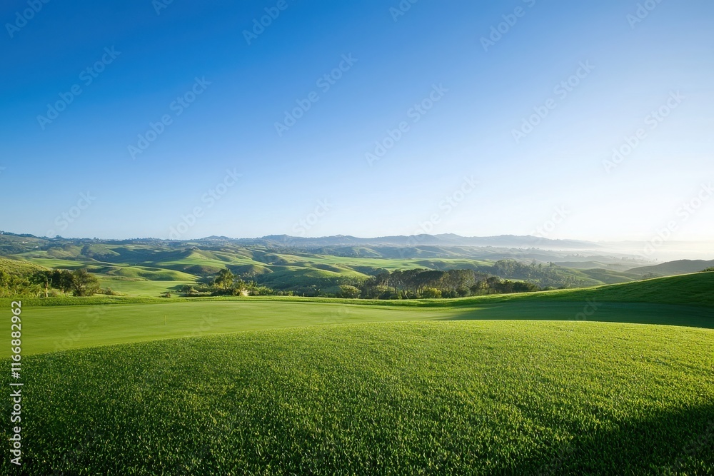 Golfing in a lush green valley under a clear blue sky scenic landscape nature photography serene environment vibrant viewpoint Golfing in a lush green valley under a clear blue sky scenic landscape nature photography serene environment vibrant viewpoint