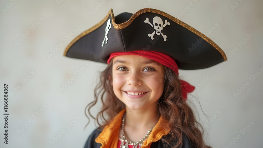 Obraz premium Happy kid in pirate costume