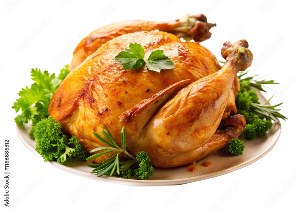 Whole roasted chicken isolated on white background Whole roasted chicken isolated on white background