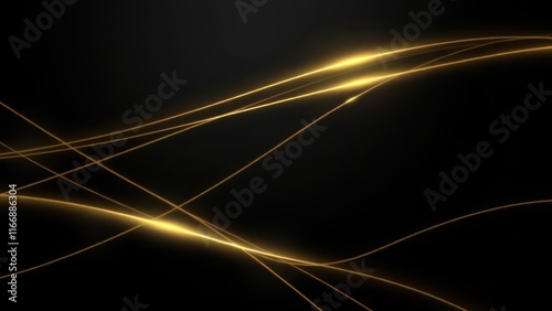 a black background with a gold wave and some lights,