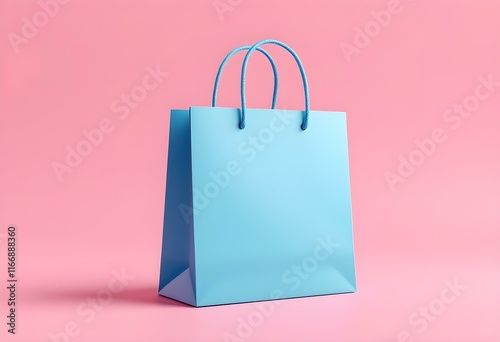 Pink blue 3d rendered shopping bag isolated