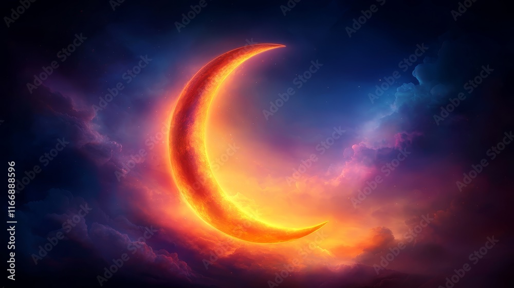 Fototapeta premium A crescent in the sky with clouds in the background