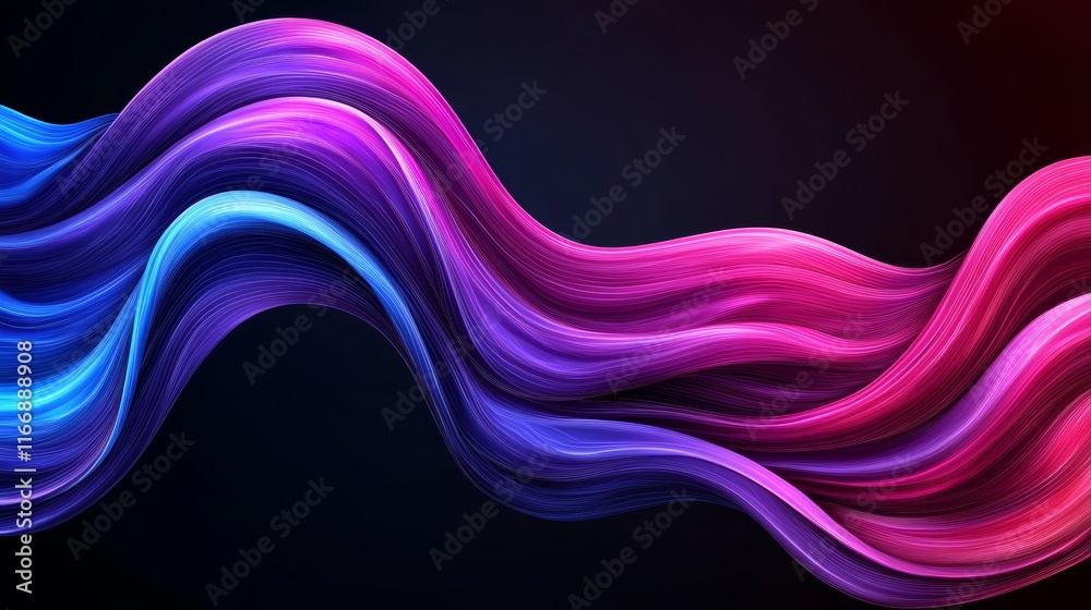Naklejka premium A pink and blue wave on a black background