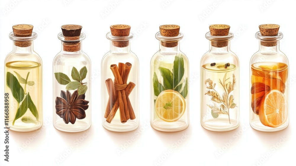 Aromatic Essential Oils in Glass Bottles Aromatic Essential Oils in Glass Bottles