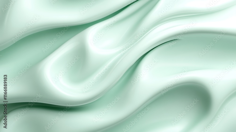 Obraz premium Abstract Mint Green Draped Fabric Soft Waves