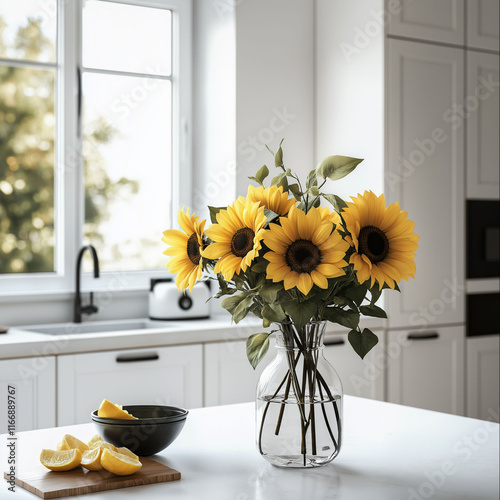 sunflowers in the kitchen