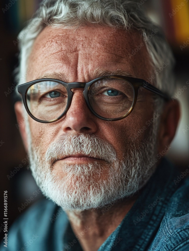 Contemplative Older Gentleman with Glasses Contemplative Older Gentleman with Glasses