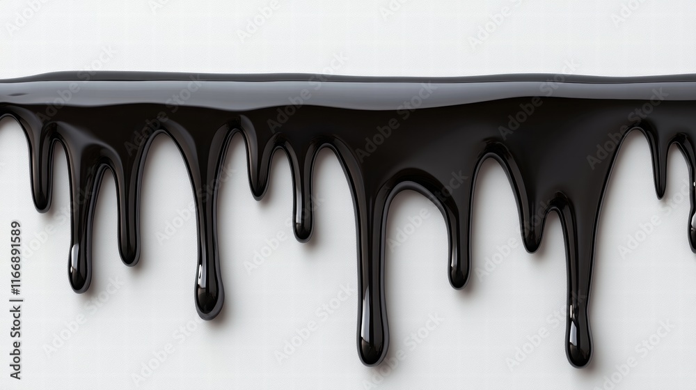 Black Liquid Dripping on White Background Black Liquid Dripping on White Background