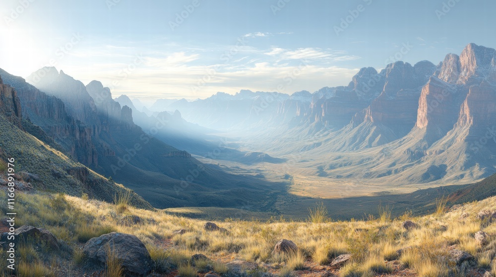 Fototapeta premium Majestic Mountain Valley at Sunrise