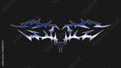 symmetrical tribal vector design with sharp edges and a metallic gradient. Its bold and edgy aesthetic is perfect for logos, tattoos, apparel prints, or dark-themed branding photo