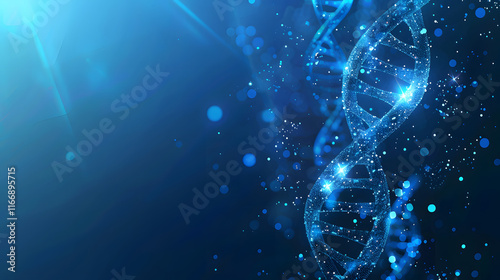 DNA biotechnology science background vector in blue futuristic style with blank space