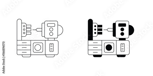 Lathe Machine set icon with white background vector stock illustration