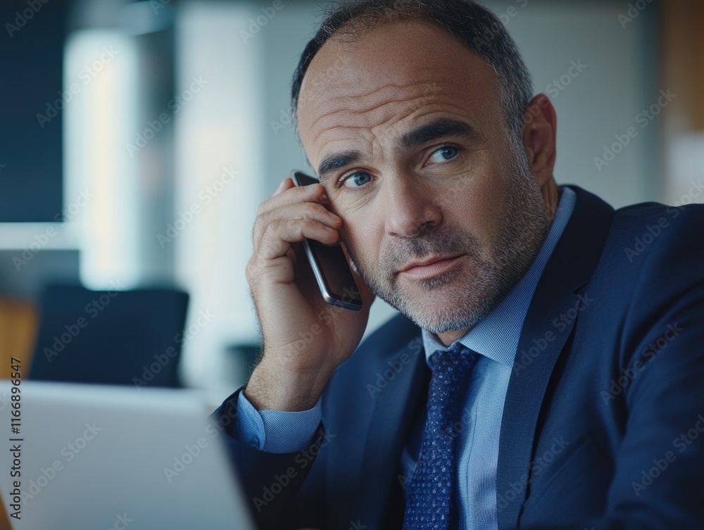 Businessman on Phone in Office Businessman on Phone in Office