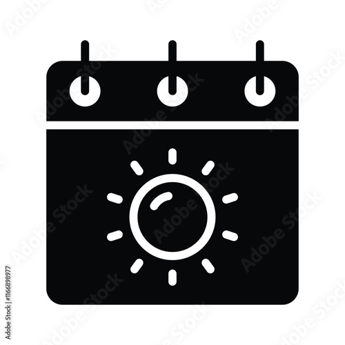 Calendar with a sun icon representing leisure time on weekends