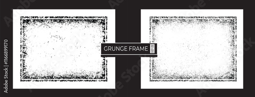 Enhance your design with a sleek black grunge texture border vector frame