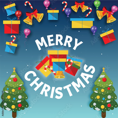 christmas gift box with christmas tree