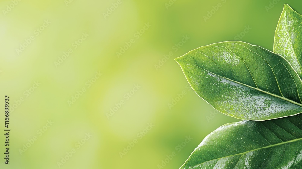 Fototapeta premium A close up of a green leaf with water droplets on it