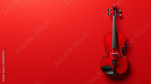 A red violin on a red background photo