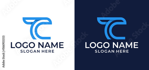 Tableau sur toile Creative and Bright TC Letter Logo Design Vector Illustration with Colorful Gradient Concept