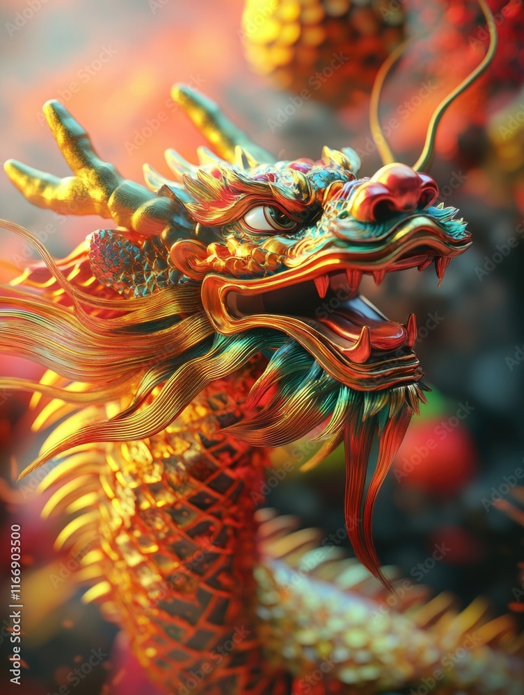 Vivid Oriental Dragon, Illustration Vivid Oriental Dragon, Illustration