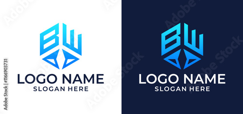 BW Logo Design. BW Logo is Modern, Minimalist, Elegant, and Luxury. BW Logo Design with compass pointing accent for Brand Corporate Business Identity.