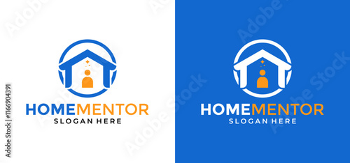 Illustration of People Checking with House vector Logo icon design. Home Concepts and Checklists for Real Estate, Home Care Repairs, investments, Employee Recruitment, Training Mentor logo symbols.