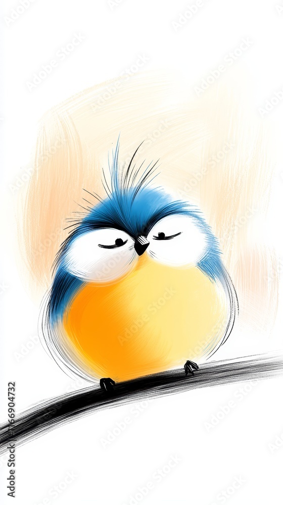 Fototapeta premium A blue and yellow bird sitting on a branch