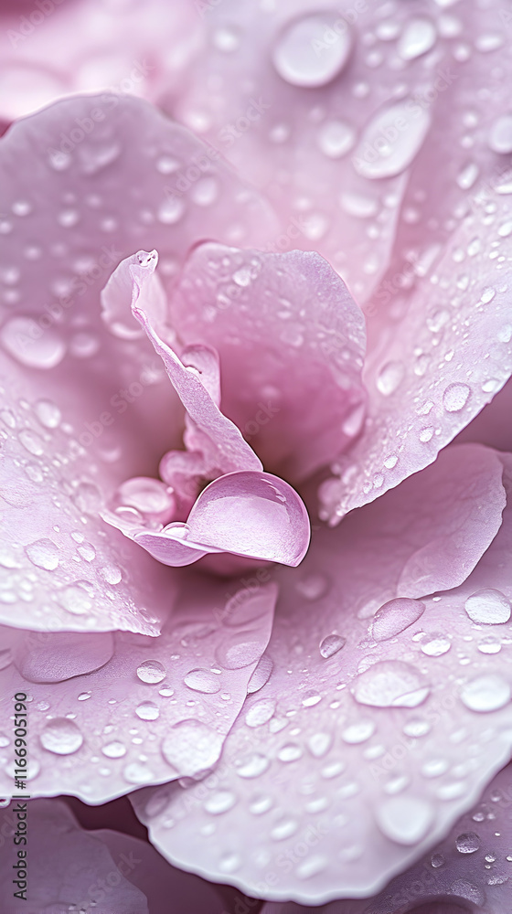 Close-up of dew-covered pale pink flower petals, soft focus background, ideal for nature, beauty, and floral design projects. Close-up of dew-covered pale pink flower petals, soft focus background, ideal for nature, beauty, and floral design projects.