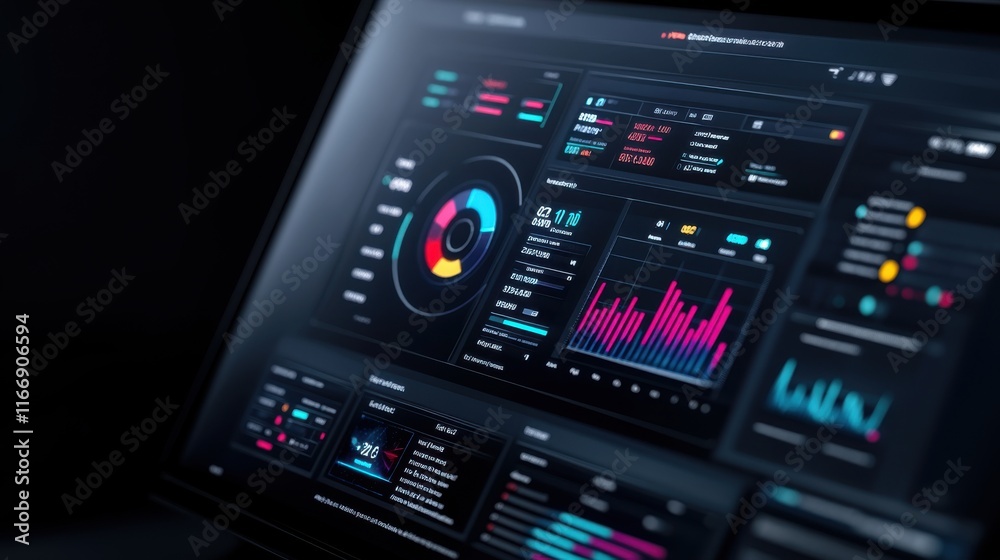 Obraz premium Advanced Data Analytics Dashboard with Graphs and Charts on Modern Digital Interface