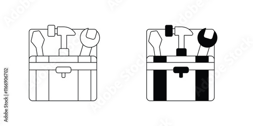 Tool Box set icon with white background vector stock illustration