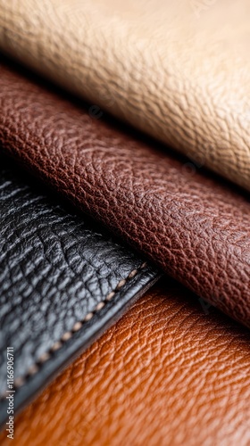 A close up shot of a variety of different colored leathers