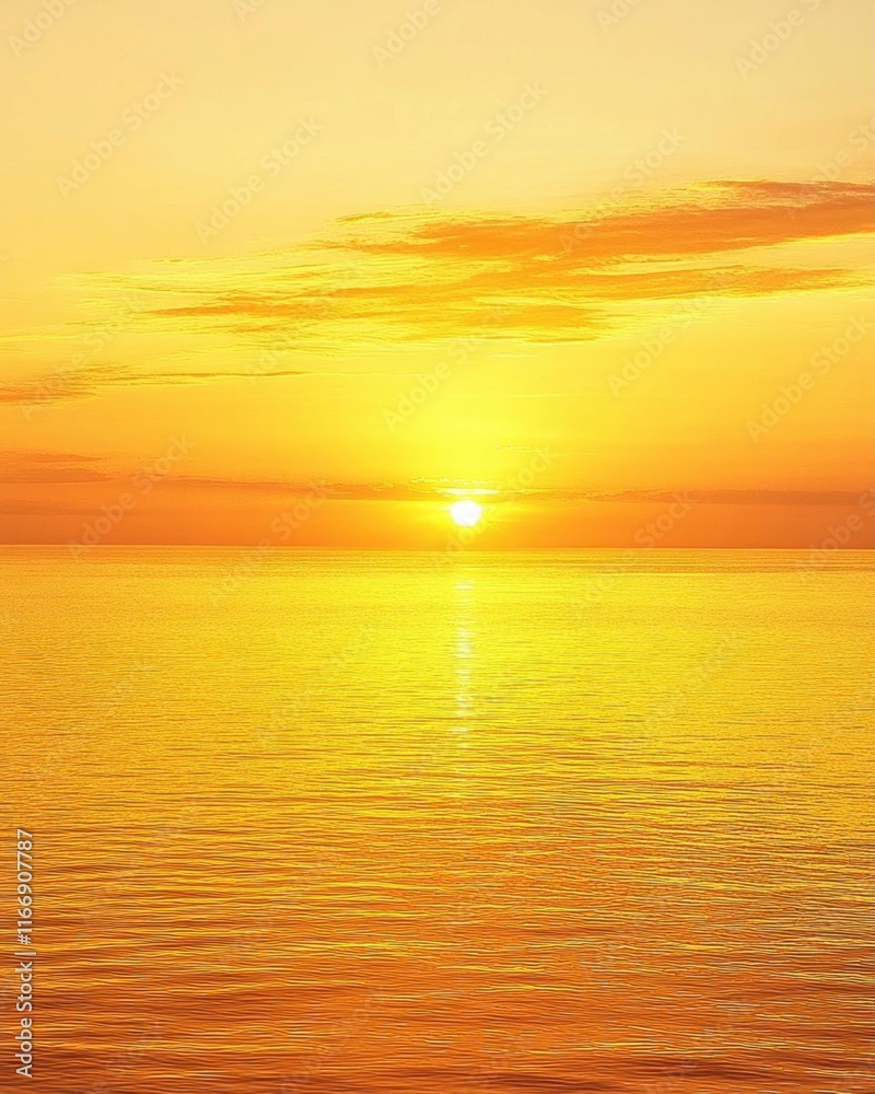 Fototapeta premium A serene sunset over calm waters, creating a tranquil atmosphere.