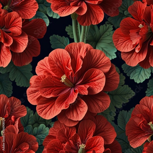 Wallpaper Mural Red Geranium Beauty: A Seamless 3D Floral Pattern for Inspiration Torontodigital.ca