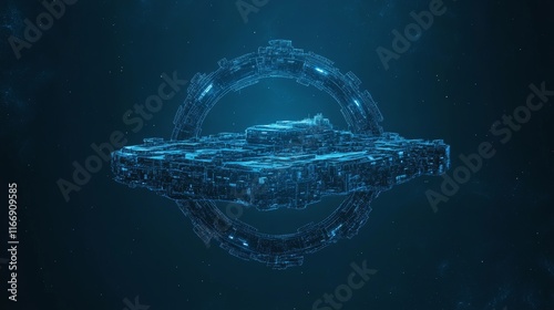 Fototapeta Naklejka Na Ścianę i Meble -  Futuristic Space Station with Intricate Design